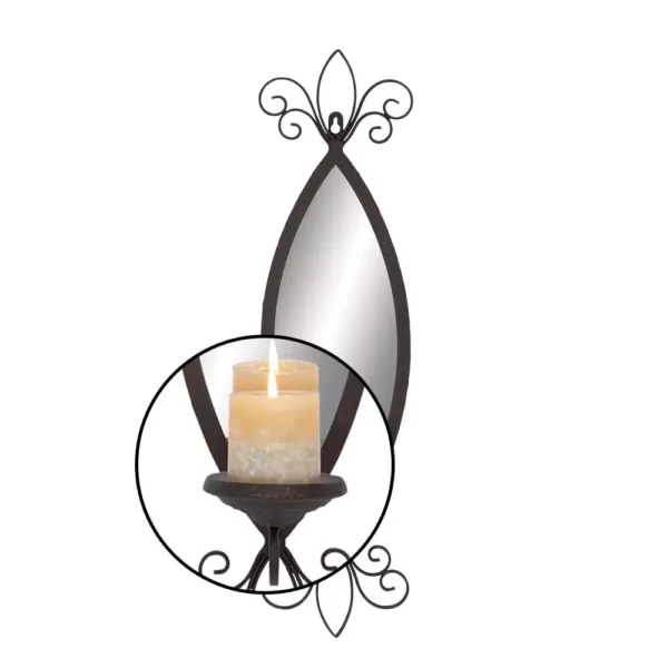 LITTON LANE 25 in. New Traditional Wall Candle Sconce with Elliptical Mirror