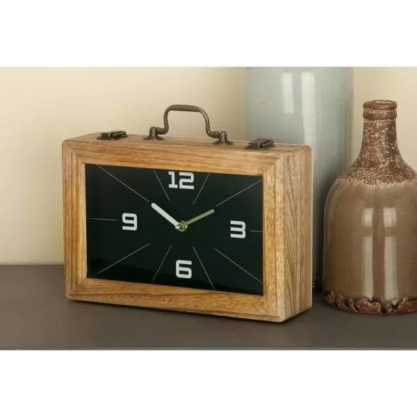 LITTON LANE 8 in. x 12 in. Vintage Brown and Black Rectangular Wooden Clock Box