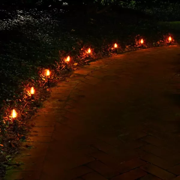 LUMABASE Electric Orange Halloween Pathway Lights with 8-Flame Effect Lights