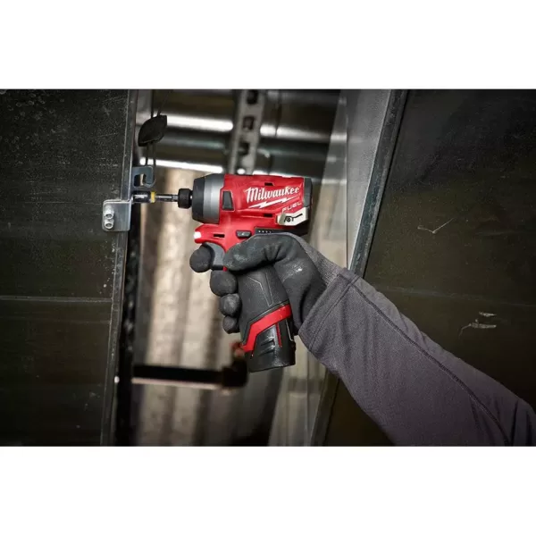 Milwaukee M12 FUEL 12-Volt Lithium-Ion Brushless Cordless 1/4 in. Hex Impact Driver Kit with Free M12 3/8 in. Ratchet