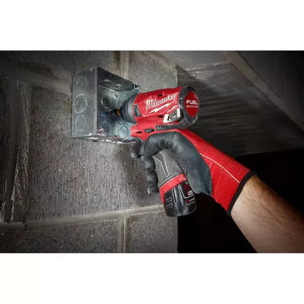 Milwaukee M12 FUEL 12-Volt Lithium-Ion Brushless Cordless 1/4 in. Hex Impact Driver Kit with Free M12 3/8 in. Ratchet
