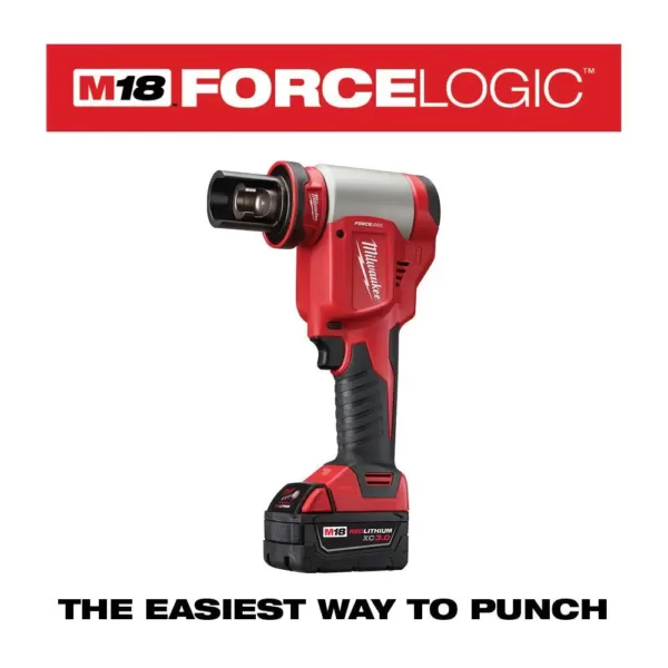 Milwaukee M18 18-Volt Lithium-Ion 1/2 in. to 4 in. Force Logic High Capacity Cordless Knockout Tool Kit w/Die Set 3.0 Ah Batteries