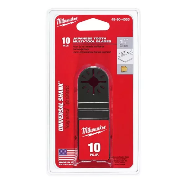 Milwaukee 1-1/4 in. Bi-Metal Precision Japanese Tooth Oscillating Tool Blade for Cutting Wood (10-Pack)