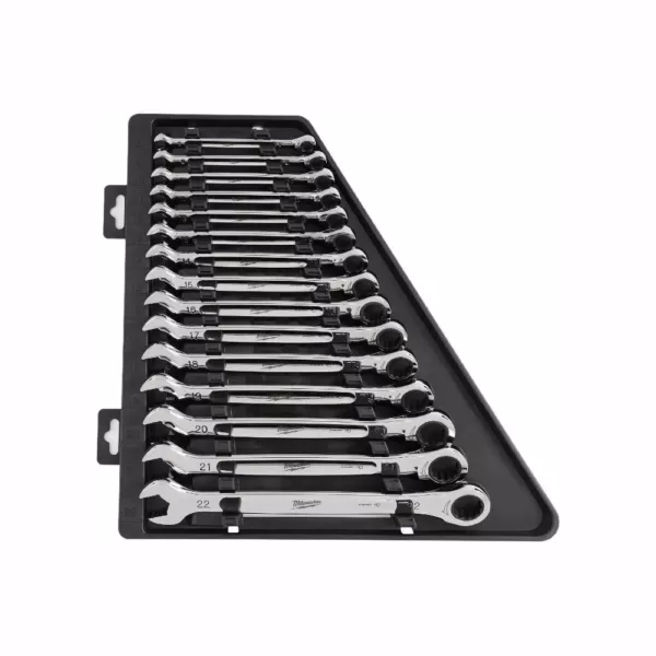 Milwaukee Metric Combination Ratcheting Wrench Mechanics Tool Set (15-Piece)