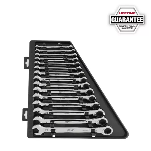 Milwaukee Metric Combination Ratcheting Wrench Mechanics Tool Set (15-Piece)