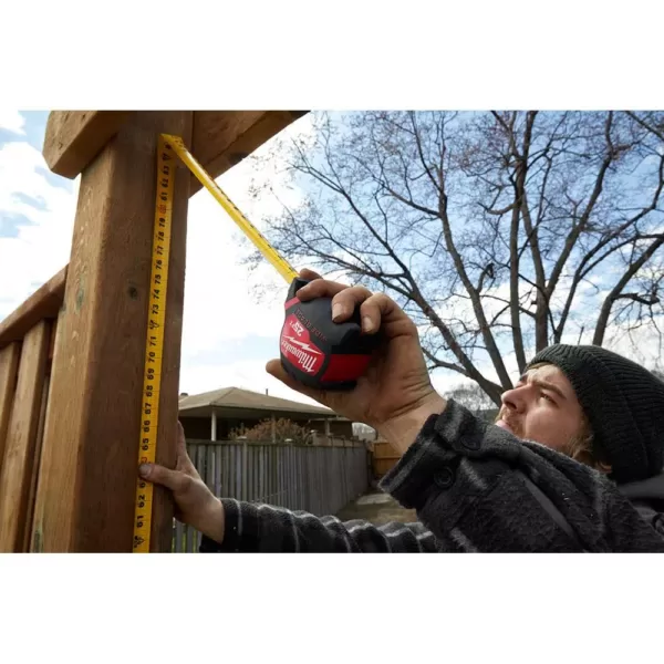 Milwaukee 25 ft. x 1.3 in. W Blade Tape Measure with 14 ft. Standout and 4-1/2 in. Trim Square
