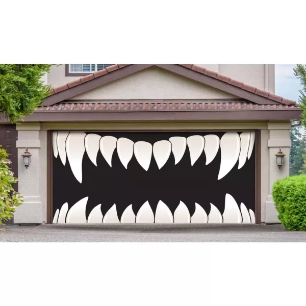 My Door Decor 7 ft. x 16 ft. Scary Teeth Halloween Garage Door Decor Mural for Double Car Garage Car Garage