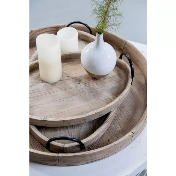 A & B Home Farmers Market Wooden Natural Trays (Set of 2)