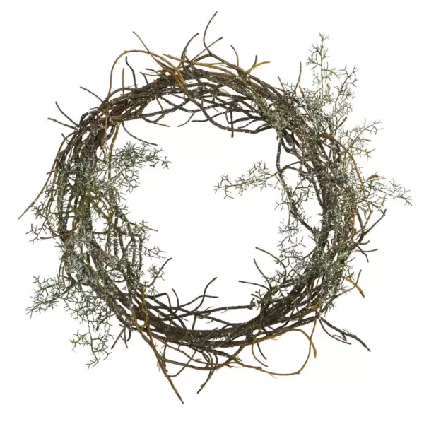 Nearly Natural 17 in. Frosted Twig Wreath