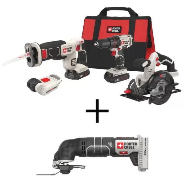 Porter-Cable 20-Volt MAX Lithium-Ion Cordless Combo Kit (4-Tool) with BONUS 20-Volt MAX Cordless Oscillating Tool (Tool-Only)
