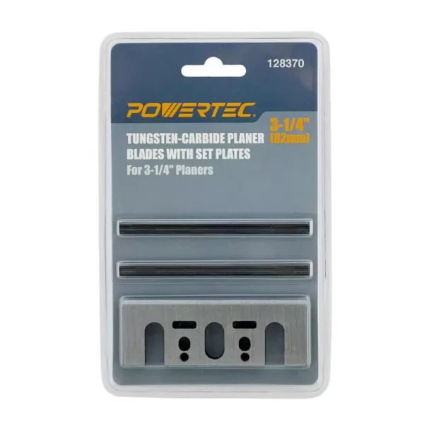 POWERTEC D-17239 and 3-1/4 in. Carbide Planer Blades with Set Plates for Makita Planers (2-Sets)