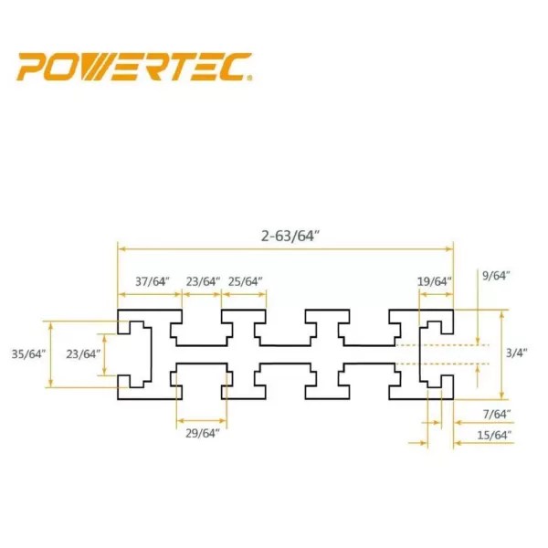 POWERTEC 3 in. x 24 in. Aluminum Multi T-Track Fence for Jigs and Fixtures with Laser Measured Left to Right