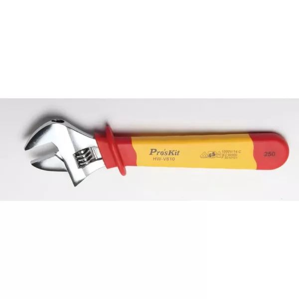 Pro'sKit 10 in. VDE 1000-Volt Insulated Adjustable Wrench