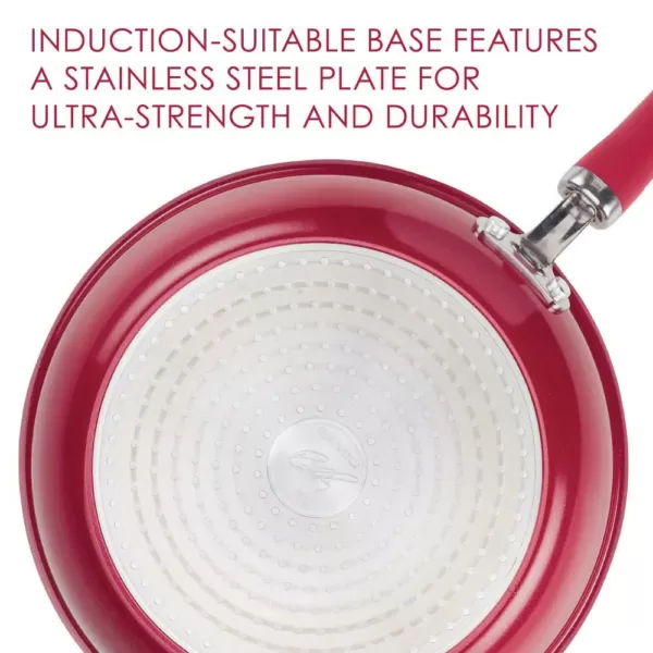Rachael Ray 3 qt. Create Delicious Aluminum Nonstick Steam Set, Red Shimmer