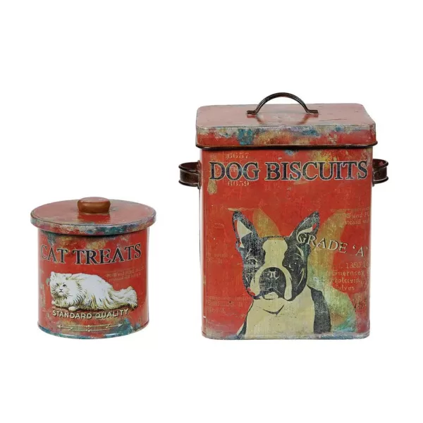 3R Studios Vintage Tin Dog Biscuit Container with Boston Terrier