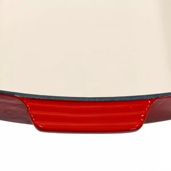 Sunnydaze Decor Cast Iron Deep Baking Dish Roaster Pan with Red Enameled