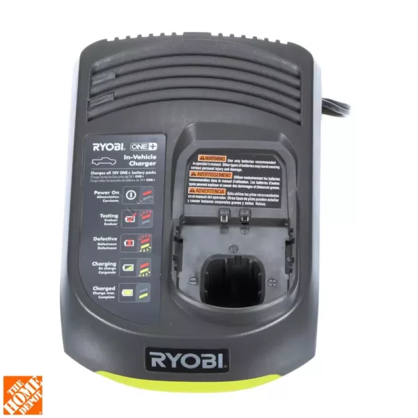 RYOBI 18-Volt ONE+ In-Vehicle Dual Chemistry Charger for use with 12V DC Outlet