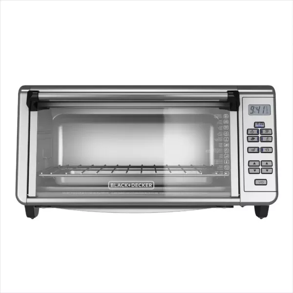 BLACK+DECKER 1500 W 8-Slice Black and Silver Countertop Convection Toaster Oven with Temperature Controls