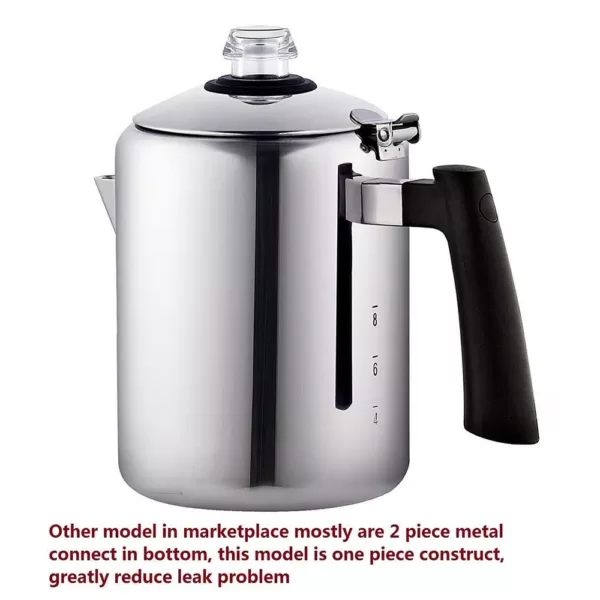 Cook N Home 8-Cup Stainless Steel Stovetop Tea Coffee Percolator Pot Kettle