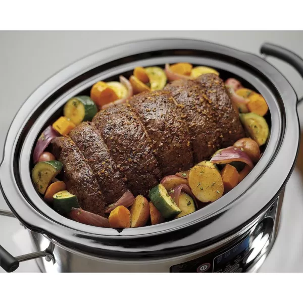 Hamilton Beach 6 Qt. Programmable Silver Slow Cooker with Temperature Settings