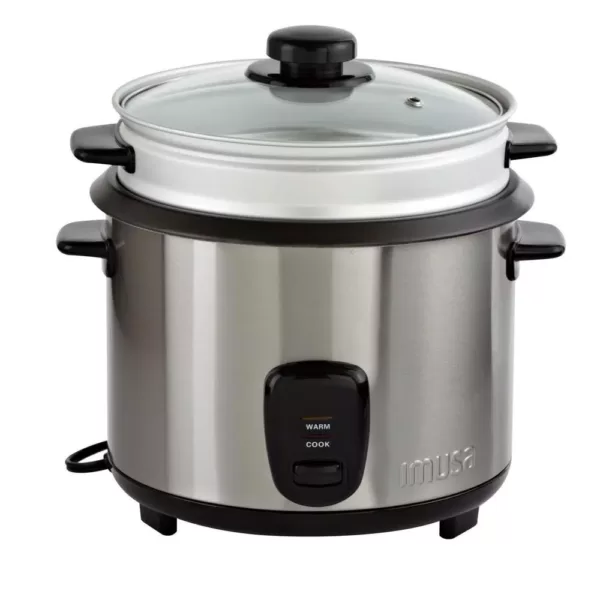 IMUSA 20-Cup Stainless Steel Rice Cooker with Non-Stick Interior