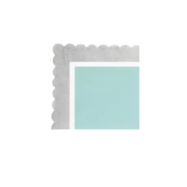 Sugar Plum Party 32-Piece Silver and Blue Assorted Disposable Cocktail Paper Napkin