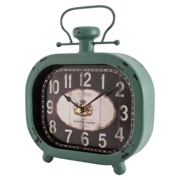 La Crosse Technology Distressed Teal Metal Decorative Clock