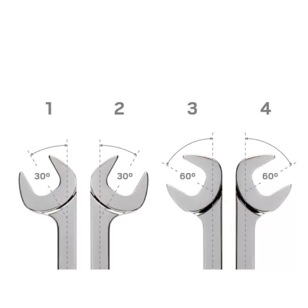 TEKTON 1-1/16 in. to 1-1/4 in. Angle Head Open End Wrench Set (4-Piece)