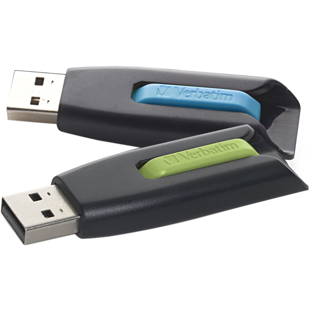 Verbatim 32GB Store 'n' Go V3 USB 3.0 Flash Drive (2-Pack, Blue, Green)