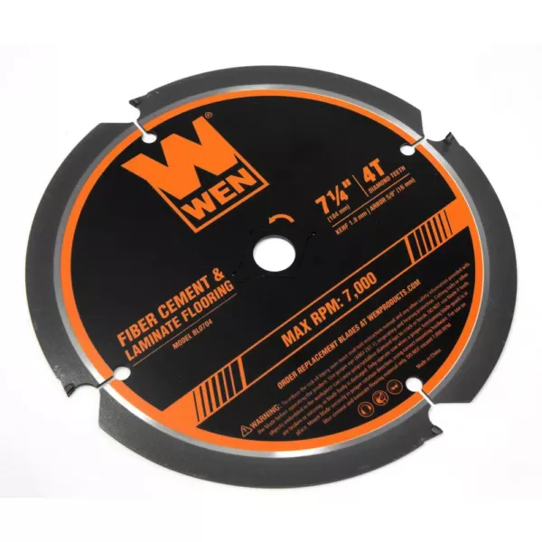 WEN 7-1/4 in. 4-Tooth Diamond-Tipped (PCD) Professional Circular Saw Blade for Fiber Cement and Laminate Flooring