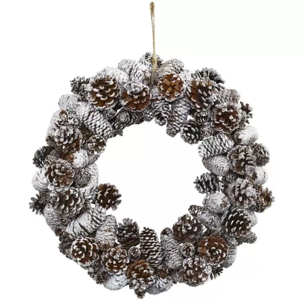 Nearly Natural Snowy Pine Cone Wreath