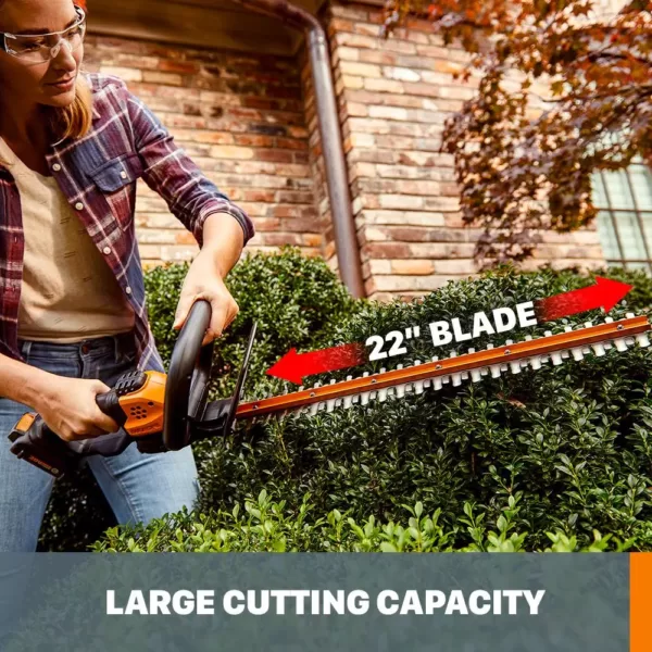 Worx POWER SHARE 20-Volt Li-Ion 22 in. Electric Cordless Hedge Trimmer, 3/4 in. Cutting Capacity (Tool-Only)
