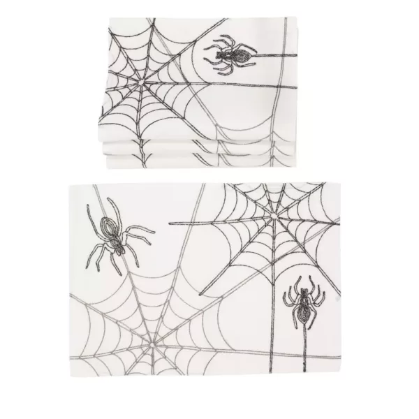 Xia Home Fashions 0.1 in. H x 14 in. W x 20 in. D Halloween Spider Web Double Layer Placemats in White (Set of 4)