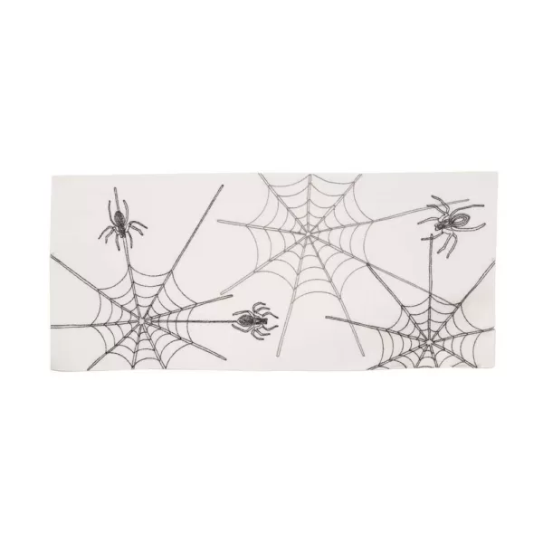 Xia Home Fashions 0.1 in. H x 16 in. W x 36 in. D Halloween Spider Web Double Layer Table Runner in White